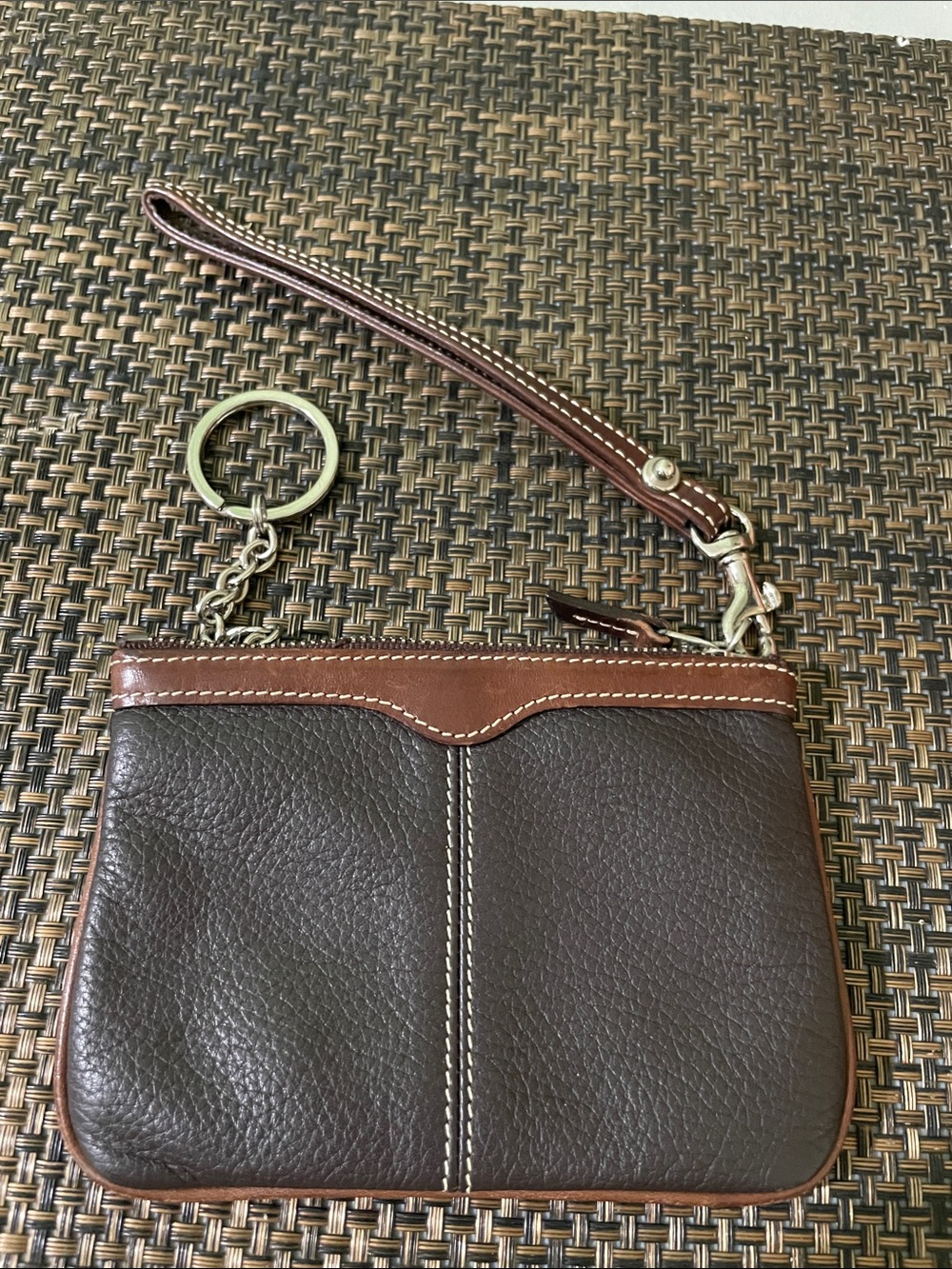 Dooney & Bourke brown leather wristlet clutch